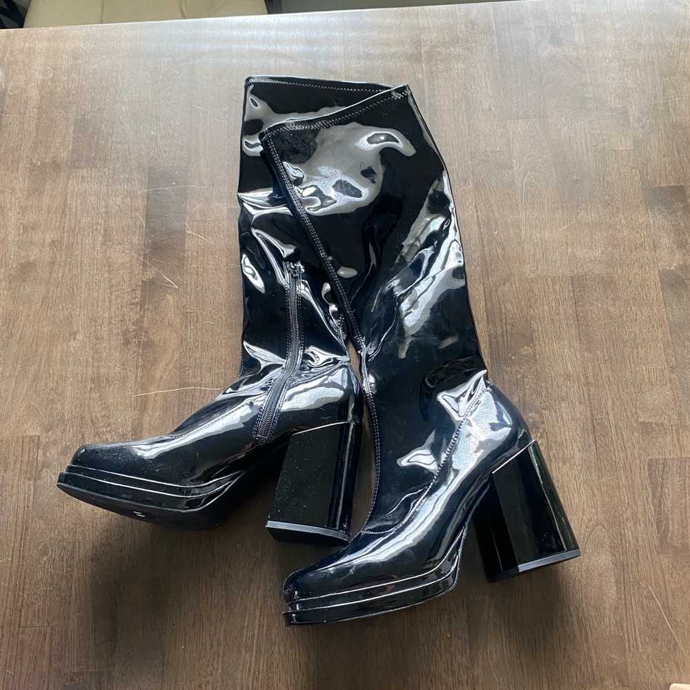 Steve Madden platform knee high black boots